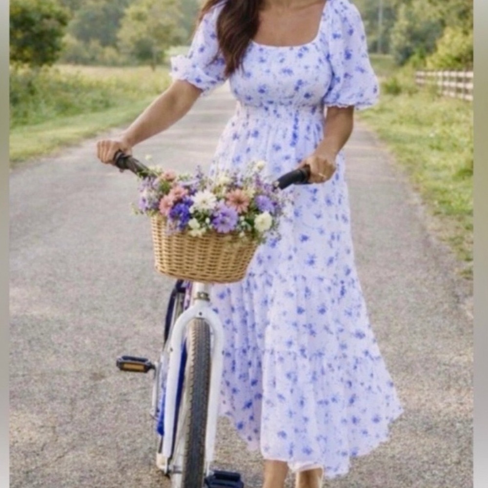 LoveShackFancy Target Gemma Maxi Dress Floral Cottagecore Blue White Large - Picture 2 of 6